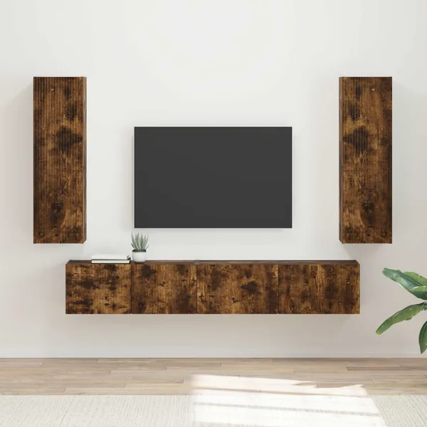 Ensemble meuble TV 3 pcs Chêne fumé Bois d'ingénierie