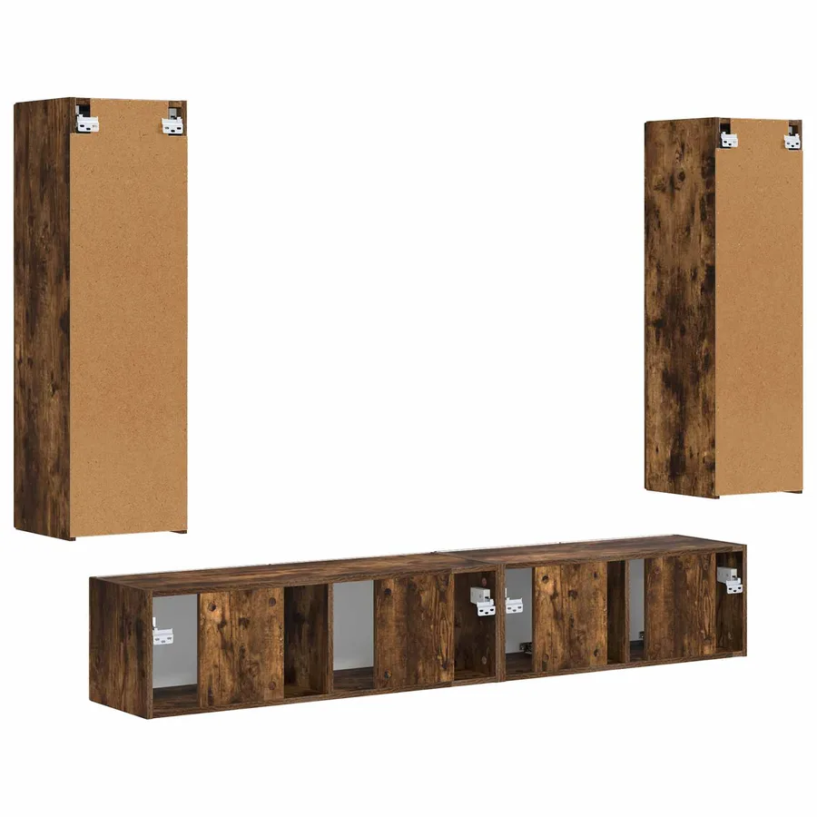 Ensemble meuble TV 3 pcs Chêne fumé Bois d'ingénierie - 9