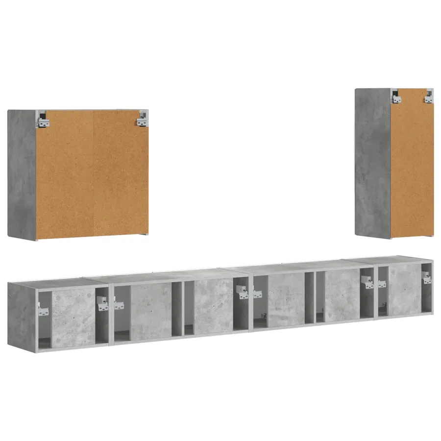 Ensemble de meuble TV mural Montage mural 6 pcs Gris béton - 10
