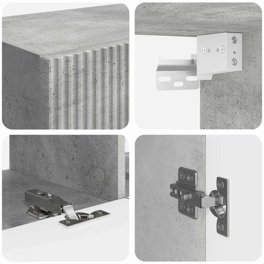 Ensemble de meuble TV mural Montage mural 6 pcs Gris béton - 11
