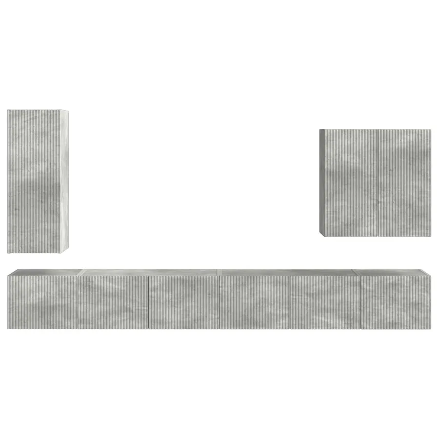 Ensemble de meuble TV mural Montage mural 6 pcs Gris béton - 9
