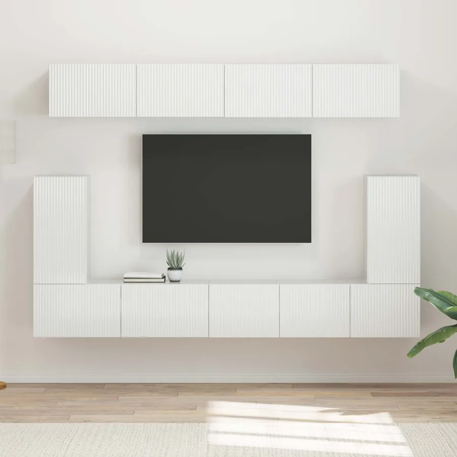 Ensemble meuble TV 5 pcs Blanc brillant Bois d'ingénierie