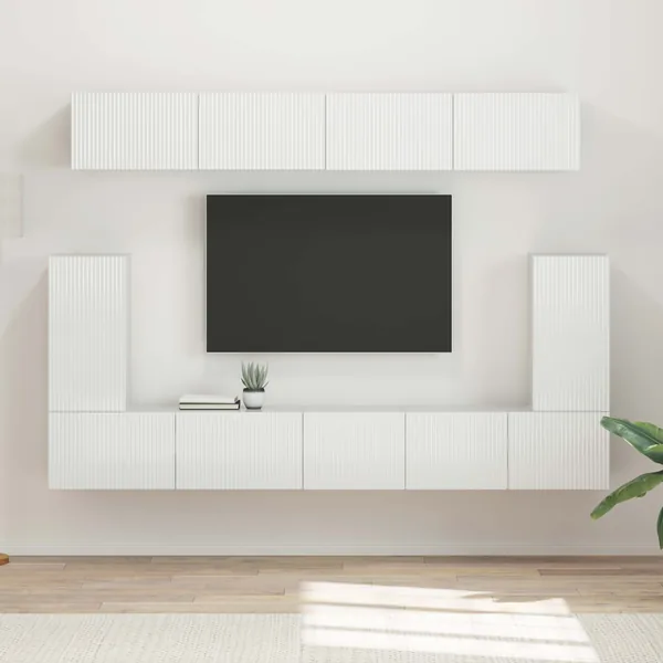 Ensemble meuble TV 5 pcs Blanc brillant Bois d'ingénierie