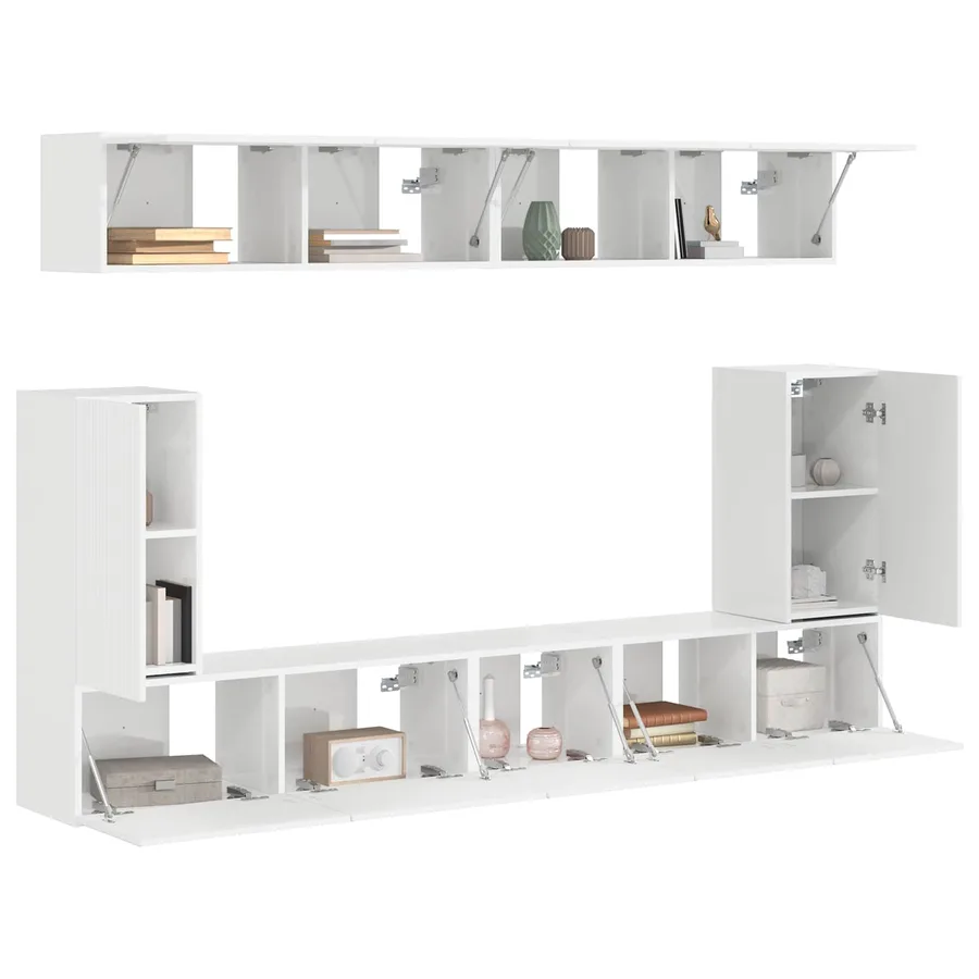Ensemble meuble TV 5 pcs Blanc brillant Bois d'ingénierie - 3