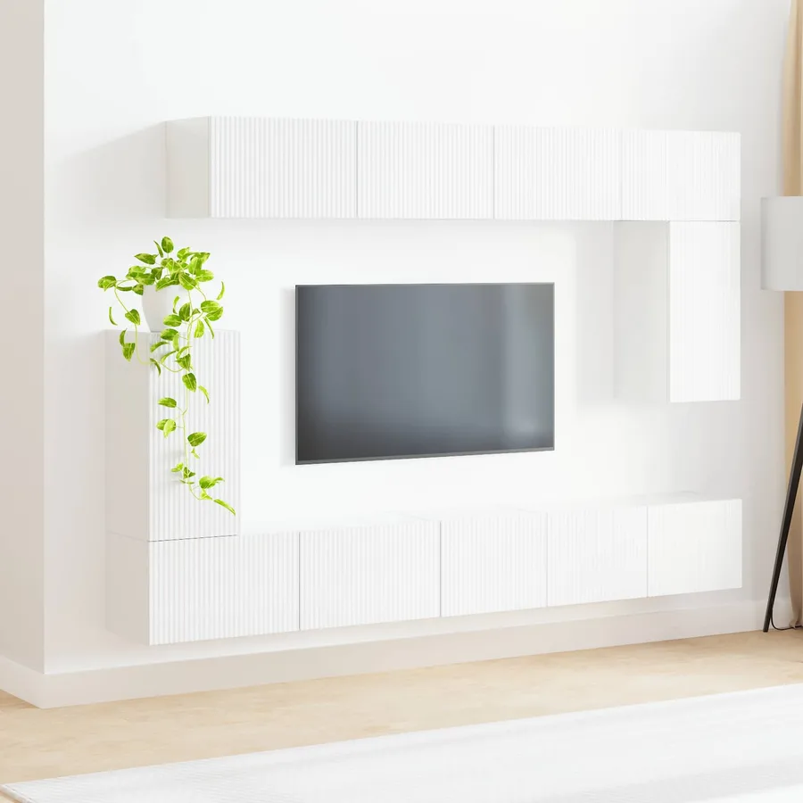 Ensemble meuble TV 5 pcs Blanc brillant Bois d'ingénierie - 4