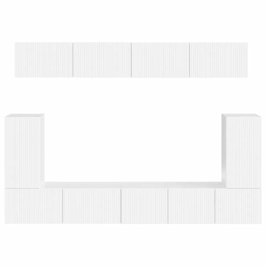 Ensemble meuble TV 5 pcs Blanc brillant Bois d'ingénierie - 9