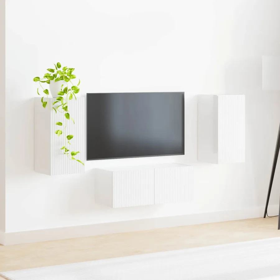 Ensemble meuble TV 6 pcs Blanc brillant Bois d'ingénierie - 4