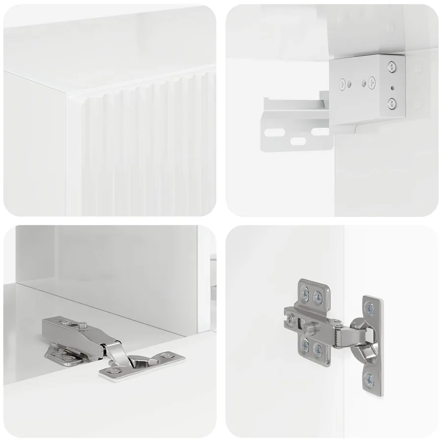 Ensemble meuble TV 6 pcs Blanc brillant Bois d'ingénierie - 9