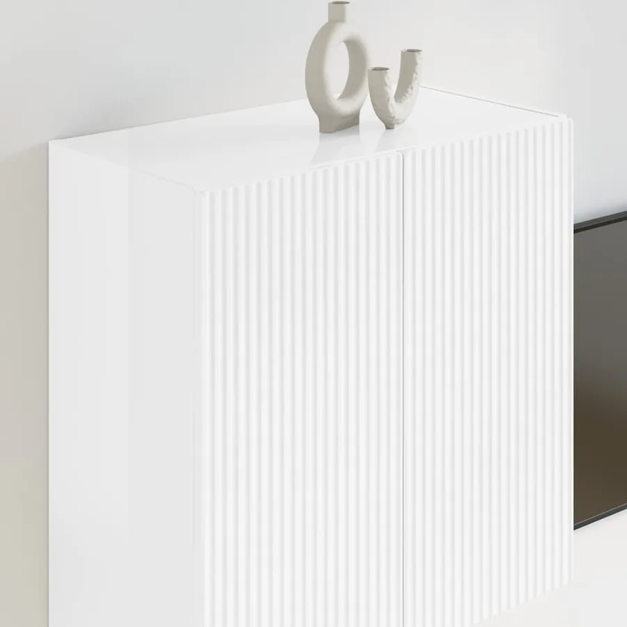 Meuble TV mural Montage mural Blanc brillant 59,5 x 31 x 60 cm - 4