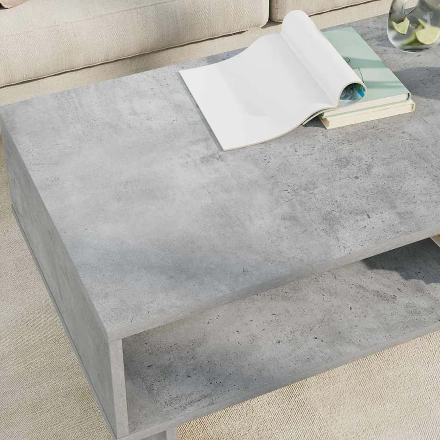 Table basse Gris béton 100 x 46 x 35 cm Bois d'ingénierie - 4