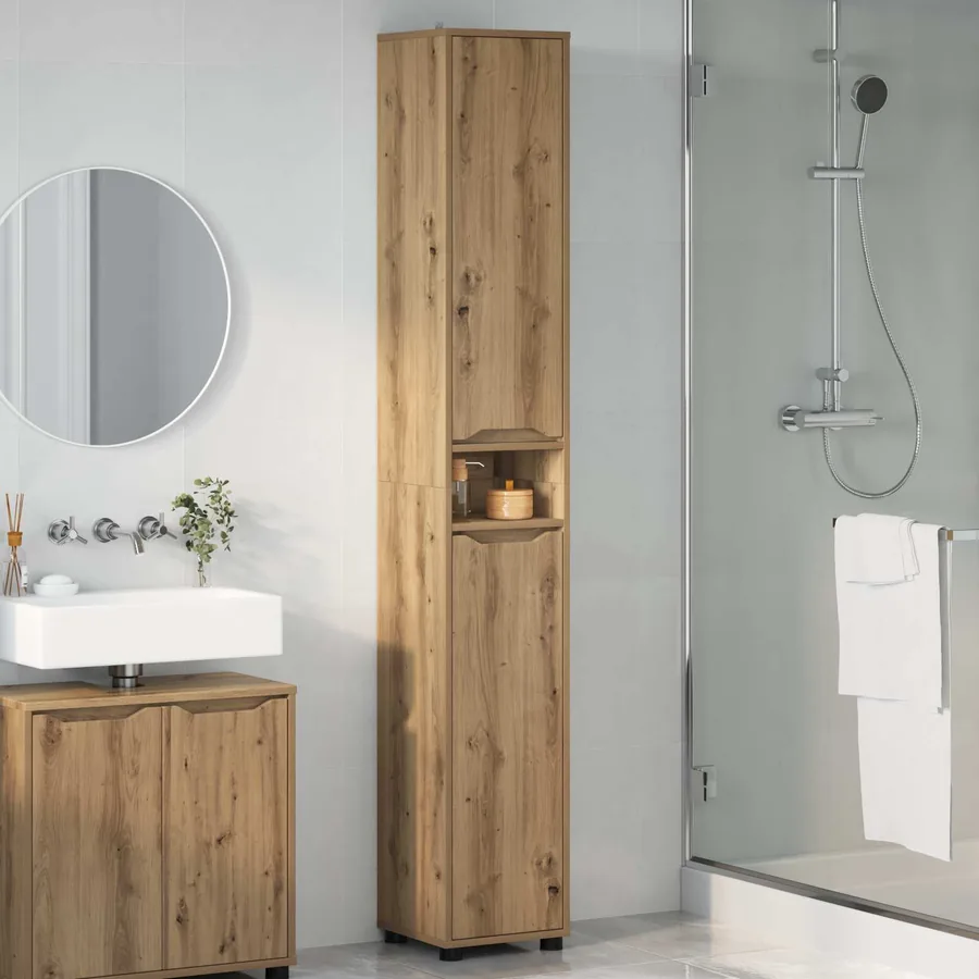 Cabinet de salle de bain Chêne artisanal 30,5 x 30 x 195 cm - 4