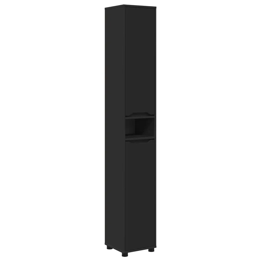 Cabinet de salle de bain avec étagère Noir 30,5 x 30 x 195 cm - 2