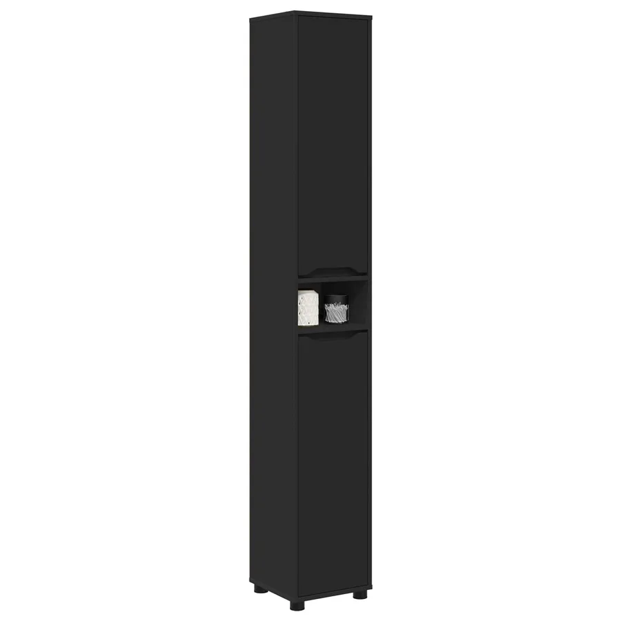 Cabinet de salle de bain avec étagère Noir 30,5 x 30 x 195 cm - 3