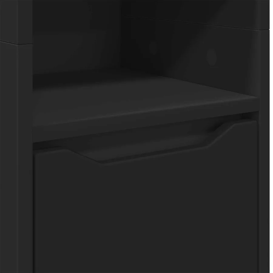 Cabinet de salle de bain avec étagère Noir 30,5 x 30 x 195 cm - 8