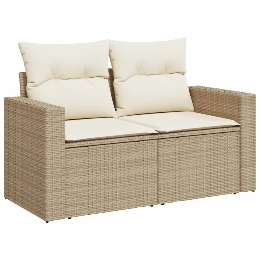 Salon de jardin 11 pcs avec coussins beige résine tressée - 6