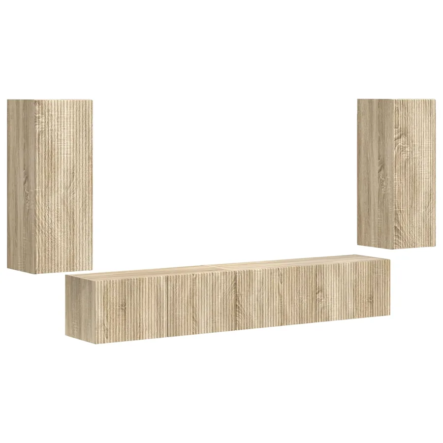 Ensemble meuble TV 4 pcs Chêne Sonoma Bois d'ingénierie - 2
