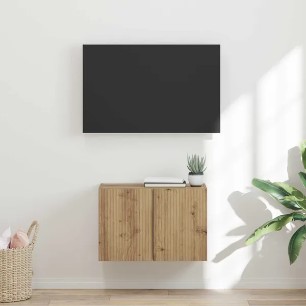 Meuble TV mural Montage mural Chêne artisanal 59,5 x 31 x 40 cm