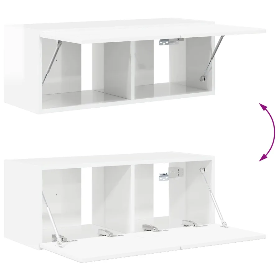 Ensemble de meuble TV mural Montage mural 4 pcs Blanc brillant - 11
