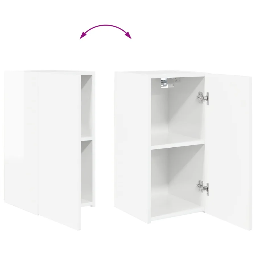 Ensemble de meuble TV mural Montage mural 4 pcs Blanc brillant - 12