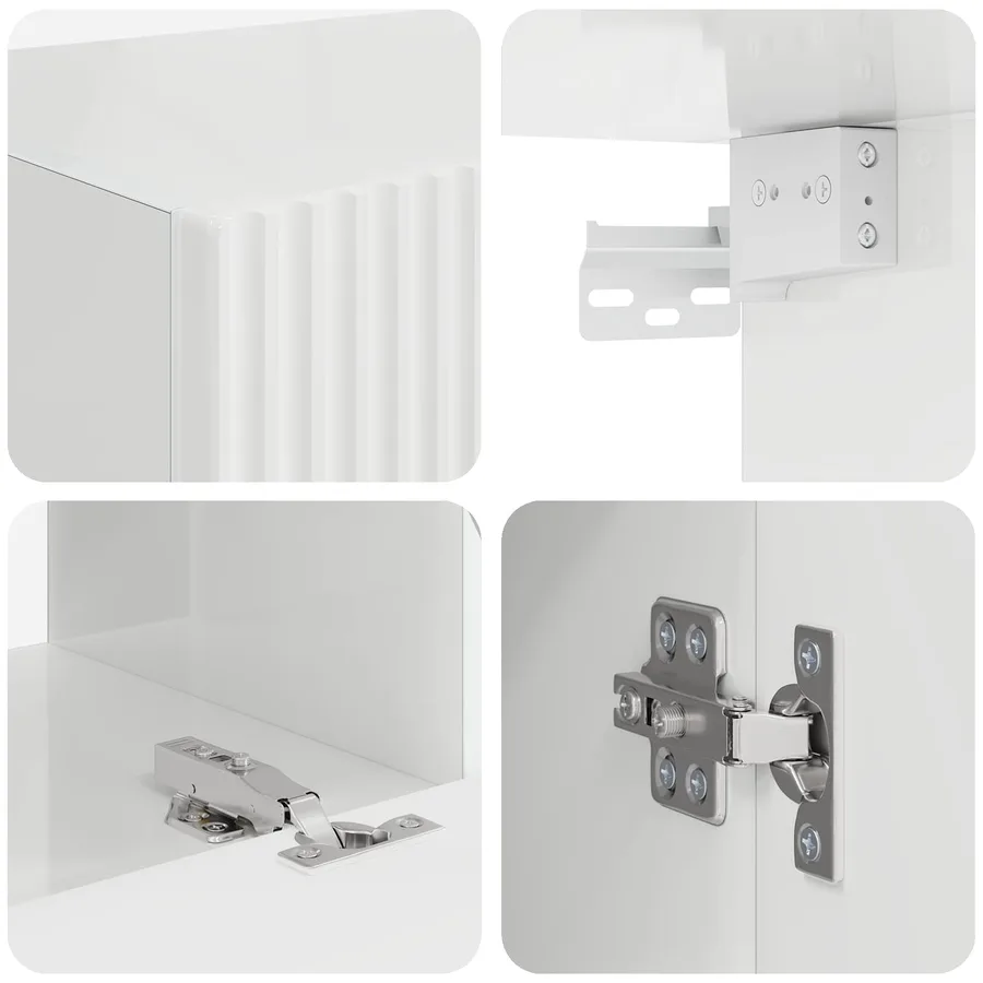 Ensemble de meuble TV mural Montage mural 4 pcs Blanc brillant - 8