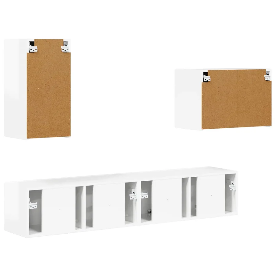 Ensemble de meuble TV mural Montage mural 4 pcs Blanc brillant - 9