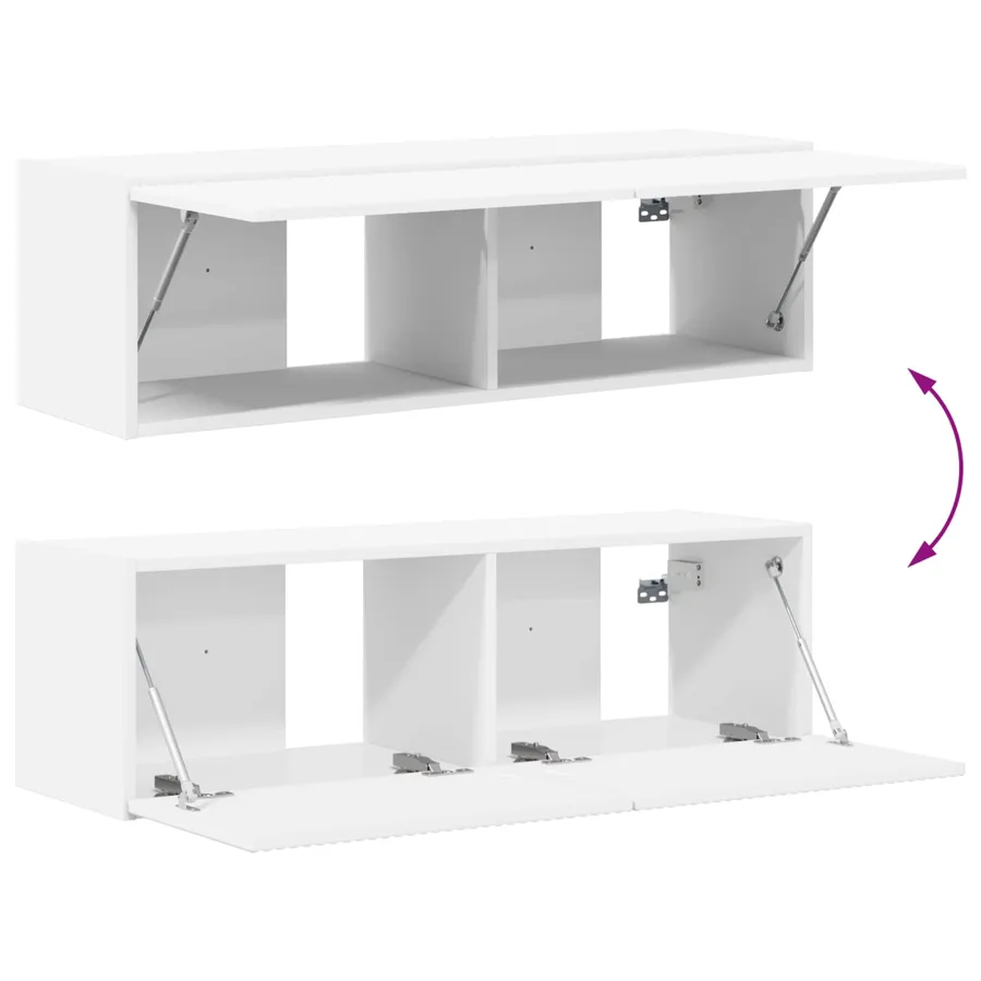 Ensemble meuble TV Montage mural 5 pcs Blanc Bois d'ingénierie - 12