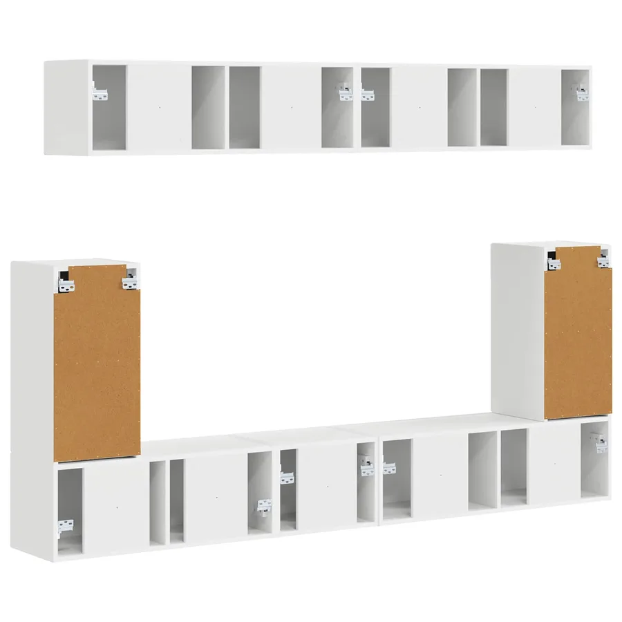 Ensemble meuble TV Montage mural 5 pcs Blanc Bois d'ingénierie - 8