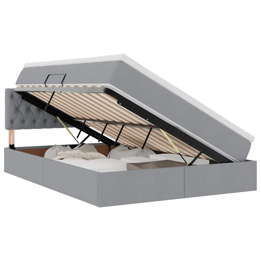 Lit avec rangement et matelas Gris clair 140 x 190 cm - 2