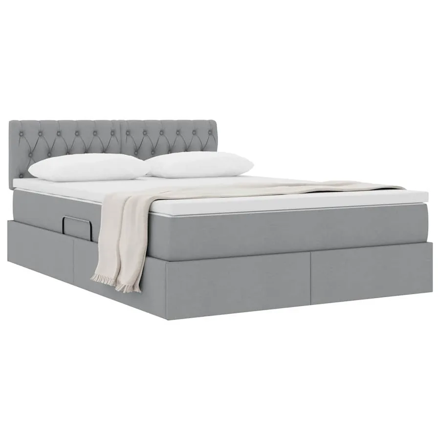Lit avec rangement et matelas Gris clair 140 x 190 cm - 3