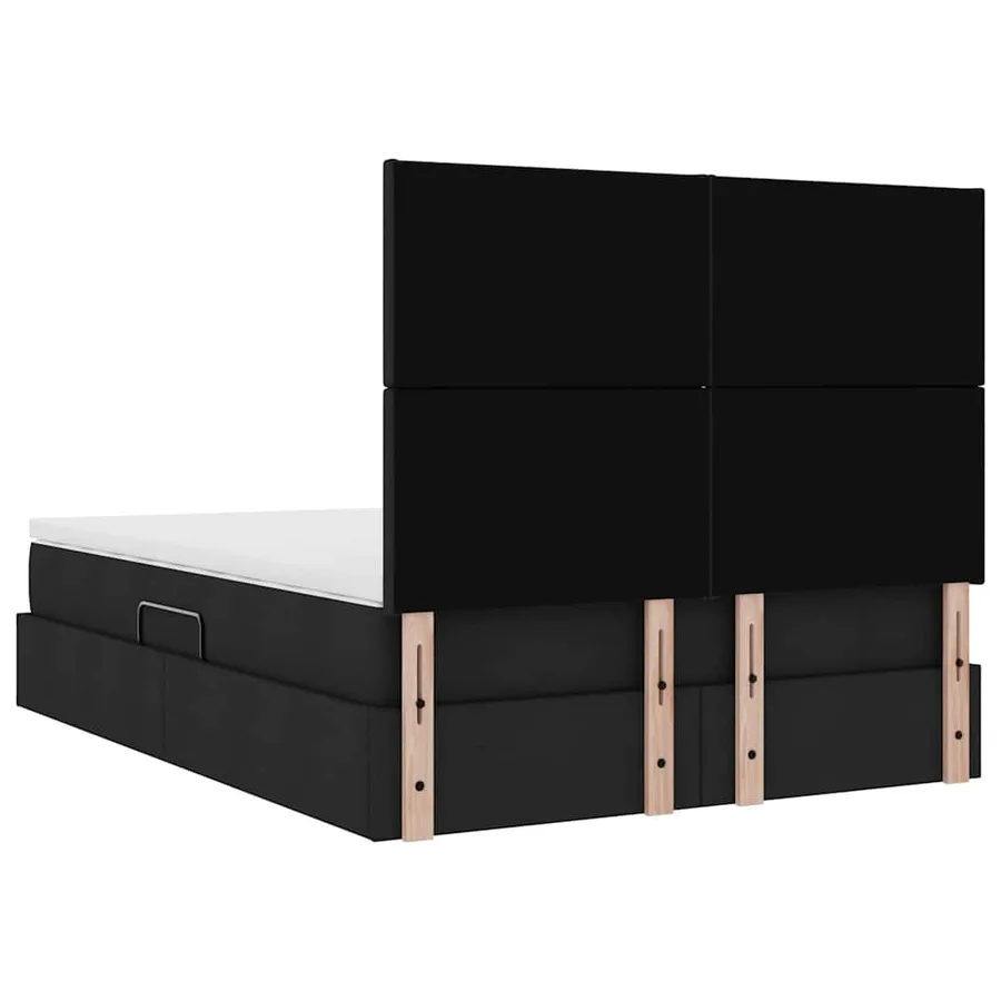 Lit de rangement LED avec matelas Noir 140 x 190 cm Tissu - 12