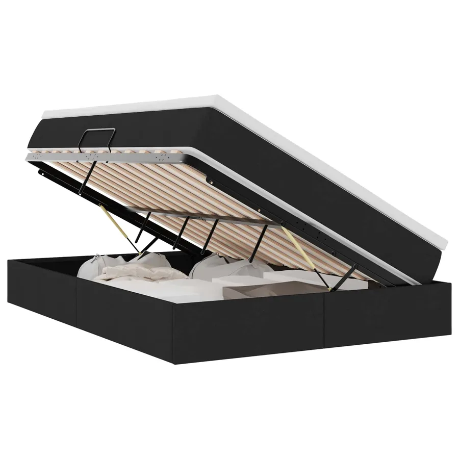 Lit avec rangement et matelas Noir 140 x 190 cm Polyester - 2