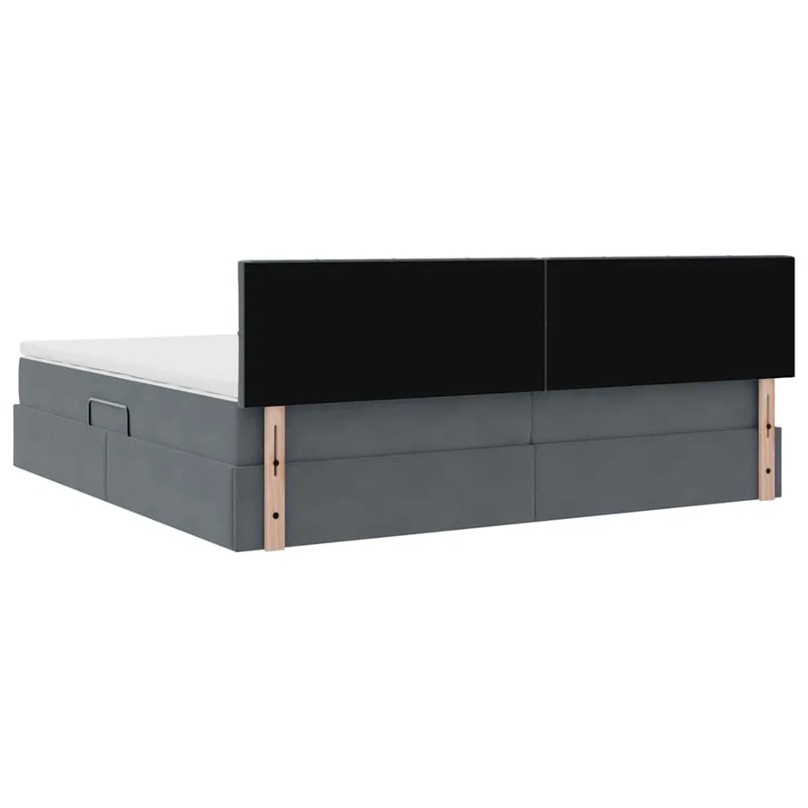 Lit de Rangement avec matelas Gris foncé 200 x 200 cm Velours - 10