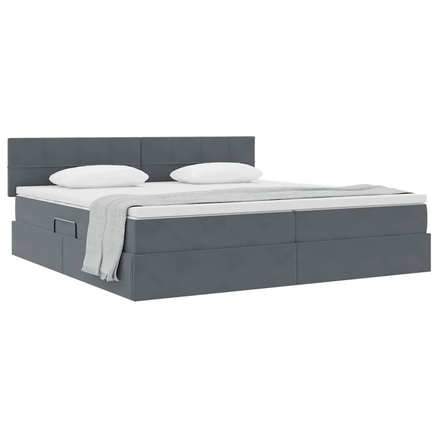 Lit de Rangement avec matelas Gris foncé 200 x 200 cm Velours - 3