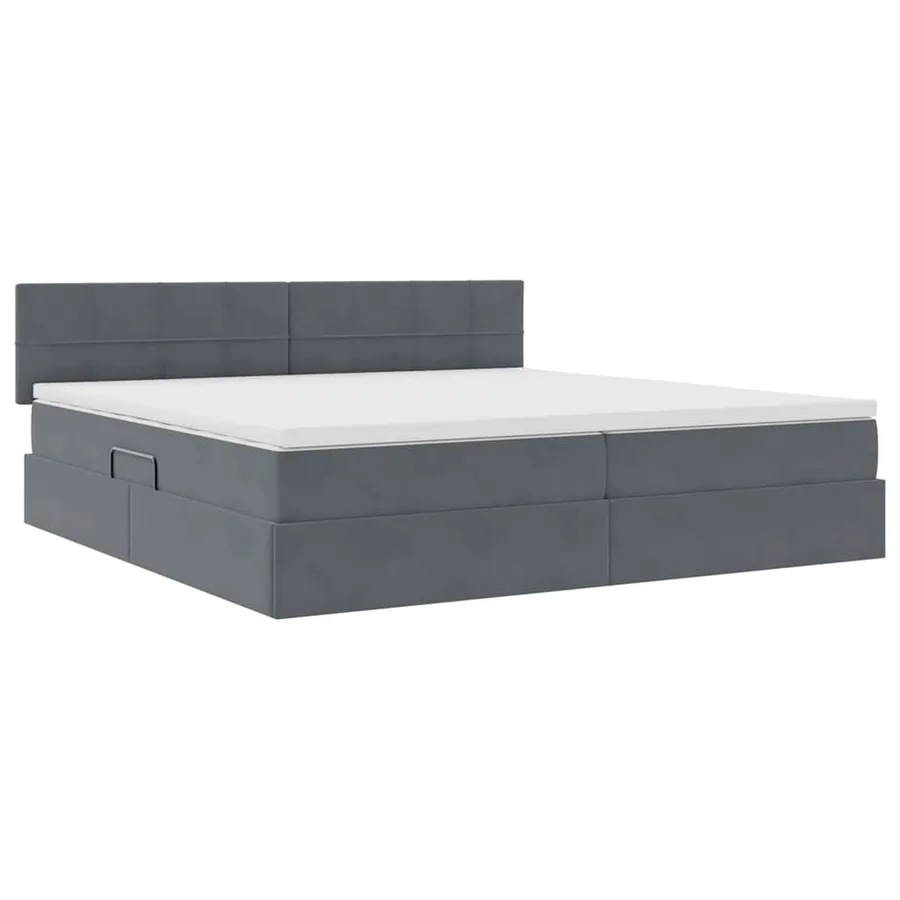 Lit de Rangement avec matelas Gris foncé 200 x 200 cm Velours - 5