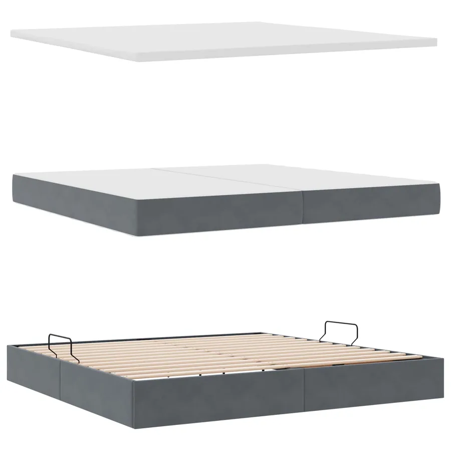 Lit de Rangement avec matelas Gris foncé 200 x 200 cm Velours - 7