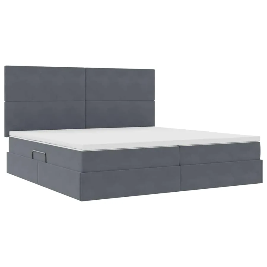 Lit de rangement LED avec matelas Gris foncé 200 x 200 cm - 6