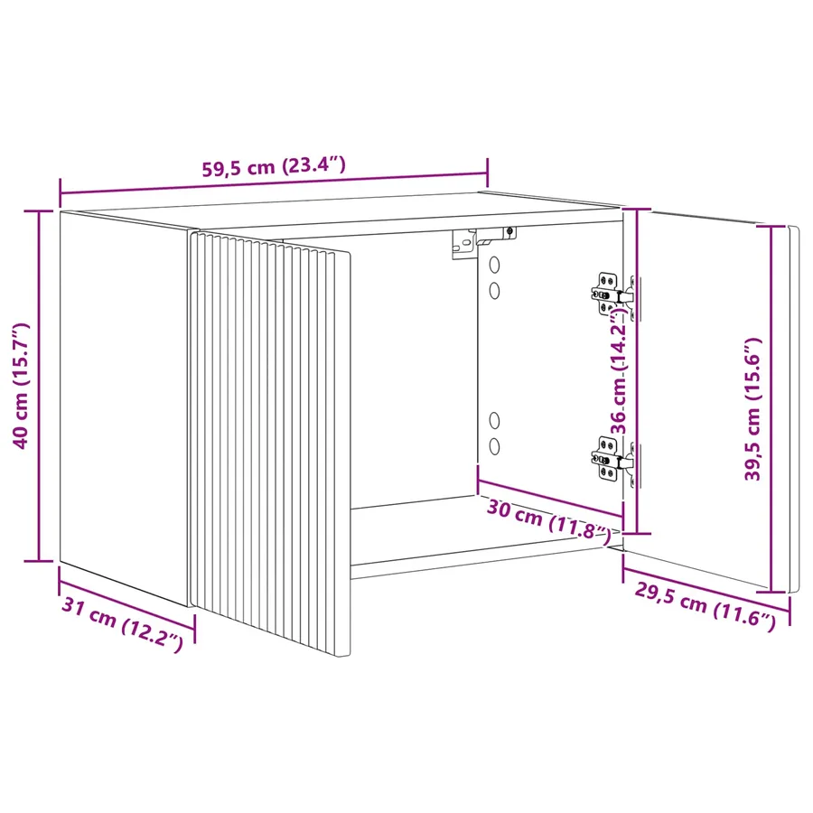 Meuble TV mural Bois Ancien 59,5 x 31 x 40 cm Bois d'ingénierie - 12