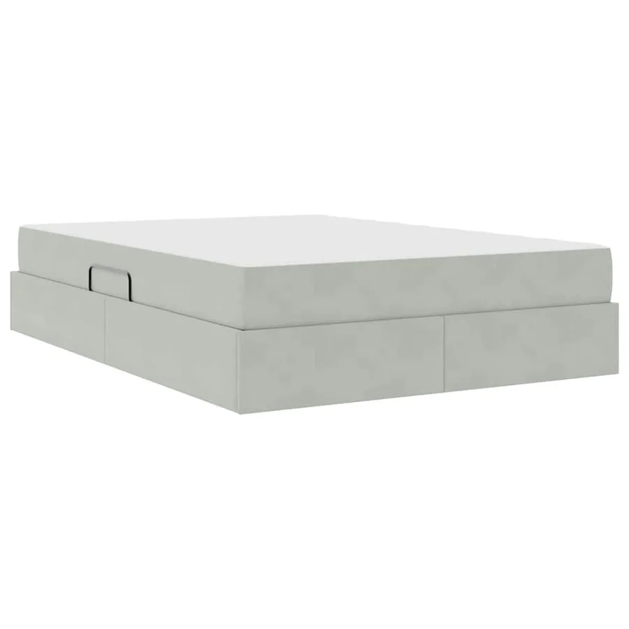 Lit avec rangement et matelas Gris clair 140 x 190 cm Velours - 5