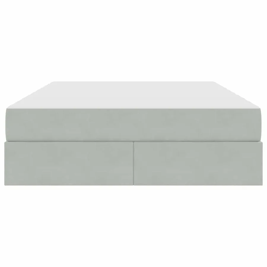 Lit avec rangement et matelas Gris clair 140 x 190 cm Velours - 7
