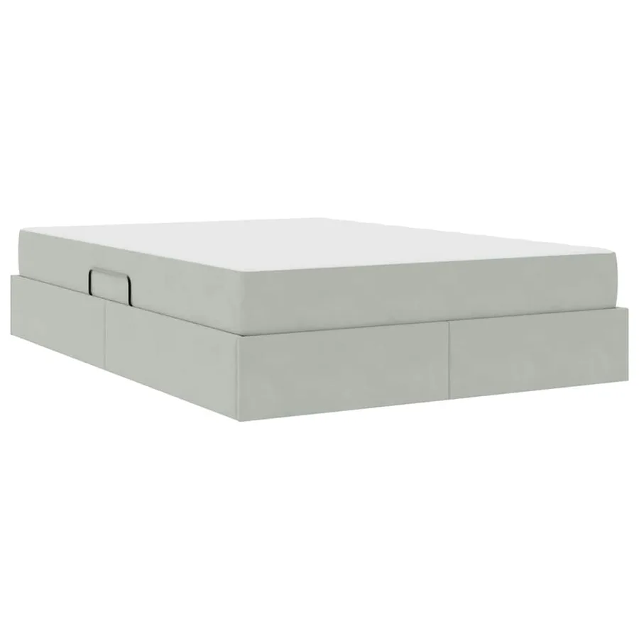 Lit avec rangement et matelas Gris clair 140 x 190 cm Velours - 8