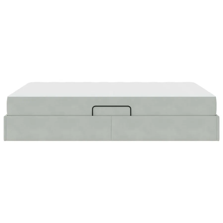 Lit avec rangement et matelas Gris clair 140 x 190 cm Velours - 9