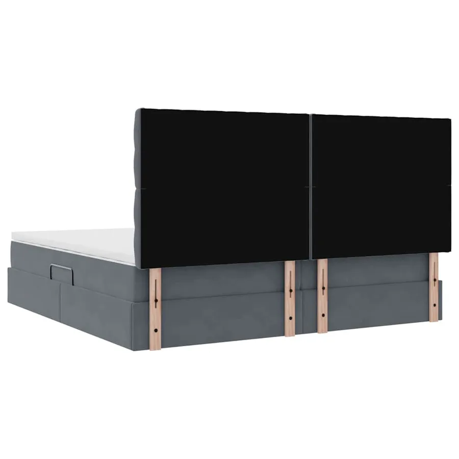 Lit avec rangement et matelas Gris foncé 200 x 200 cm Velours - 11