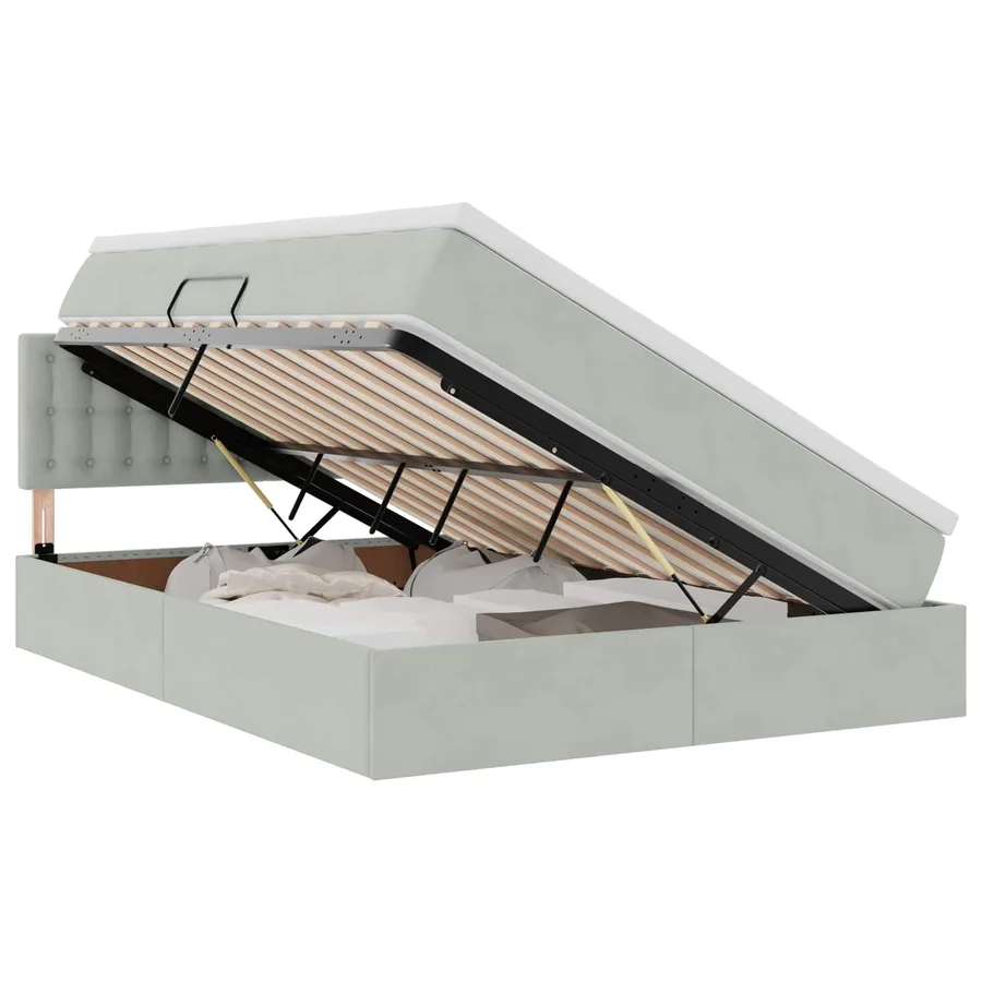 Lit de rangement LED avec matelas Gris clair 140 x 190 cm - 2