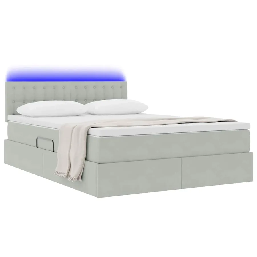 Lit de rangement LED avec matelas Gris clair 140 x 190 cm - 3