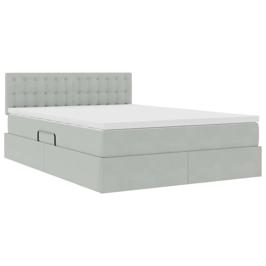 Lit de rangement LED avec matelas Gris clair 140 x 190 cm - 6