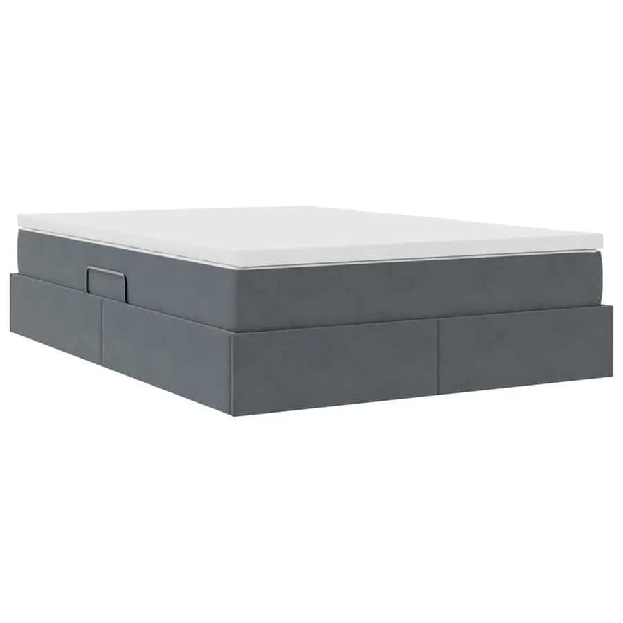 Lit avec rangement et matelas Gris foncé 140 x 190 cm Velours - 10