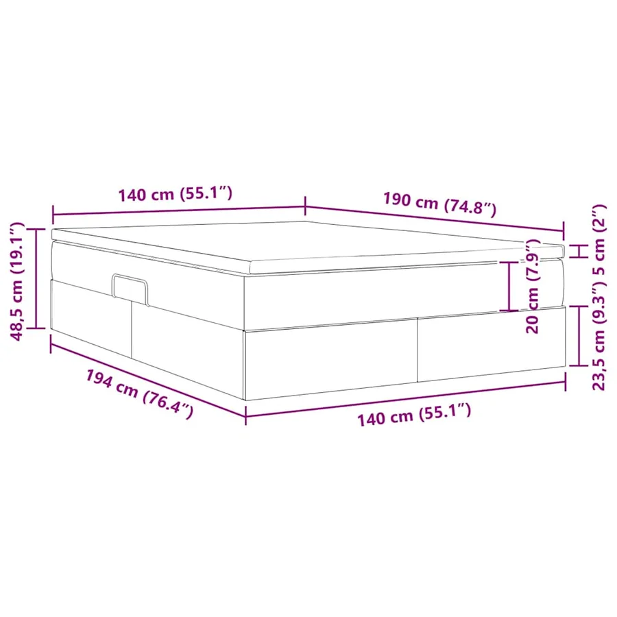 Lit avec rangement et matelas Gris foncé 140 x 190 cm Velours - 13
