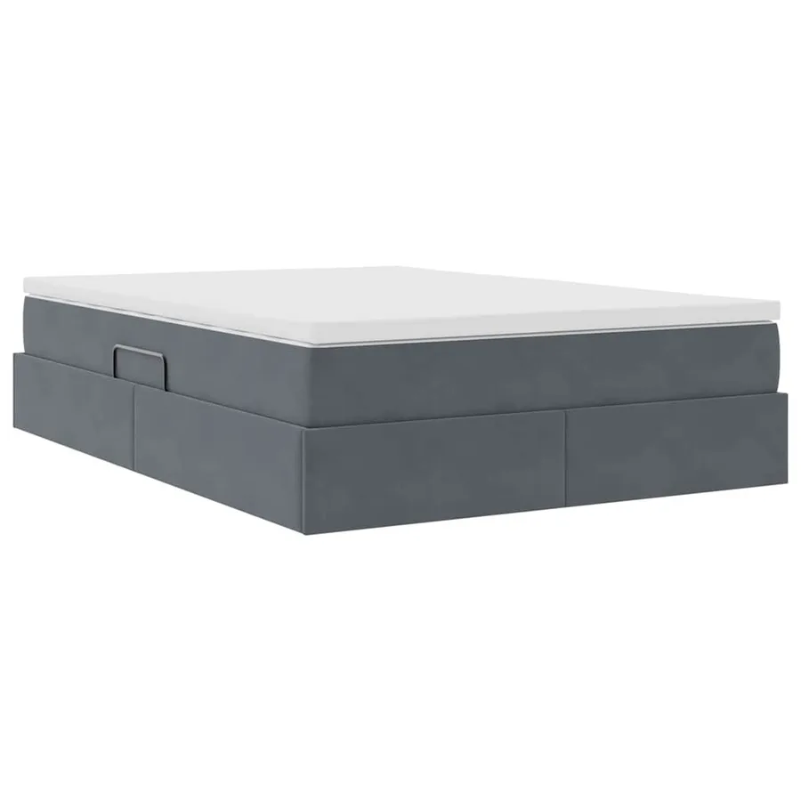 Lit avec rangement et matelas Gris foncé 140 x 190 cm Velours - 5