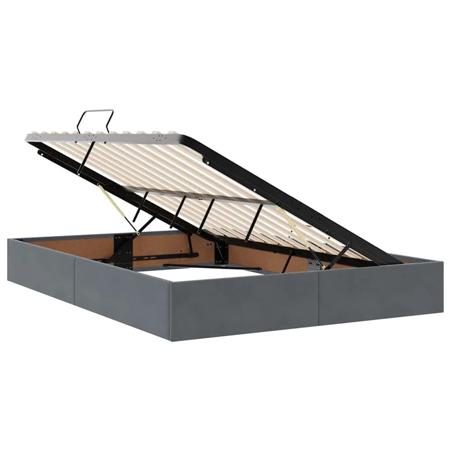 Lit avec rangement et matelas Gris foncé 140 x 190 cm Velours - 6