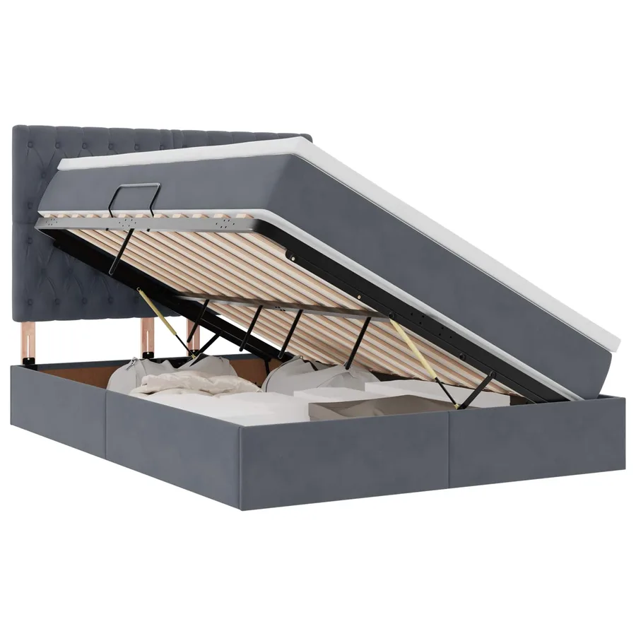 Lit de rangement LED avec matelas Gris foncé 140 x 190 cm - 2